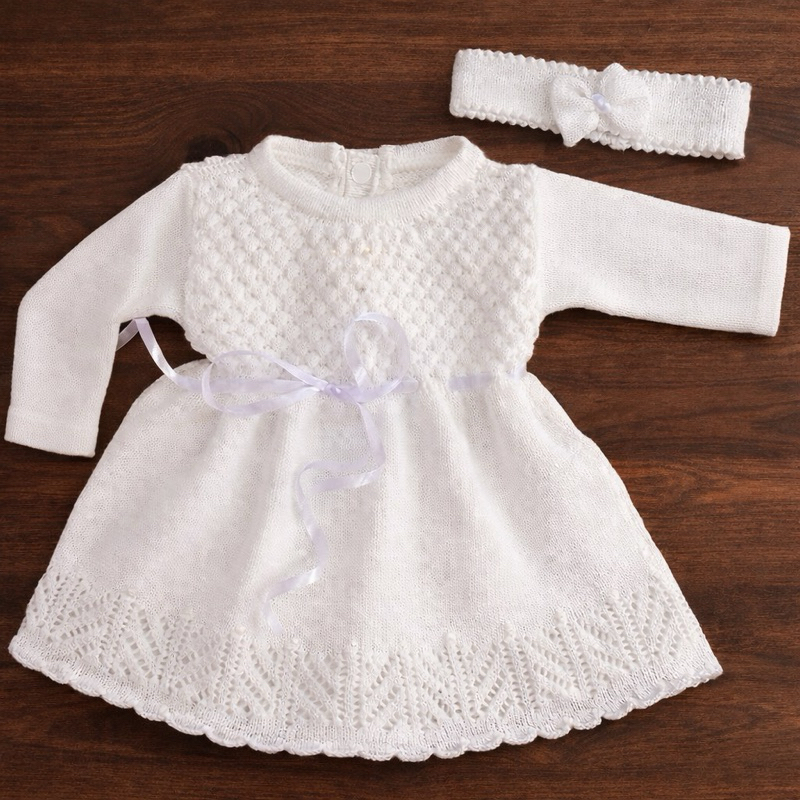 Vestido para Batizado Bebê em Tricô Branco | Luxo e Delicadeza | Shopee ...
