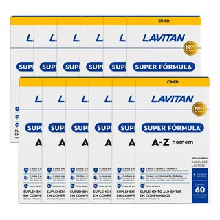 Kit 12 unidades Lavitan Super Fórmula A-Z Homem 60 comprimidos em Oferta na Shopee