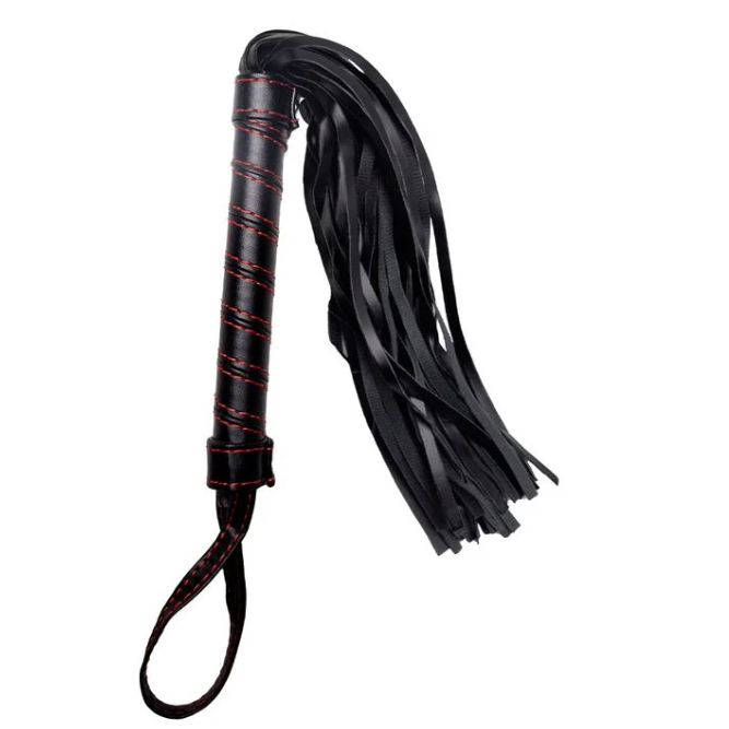 Chicote Luxo Cabo Preto Com Vermelho BDSM | Shopee Brasil