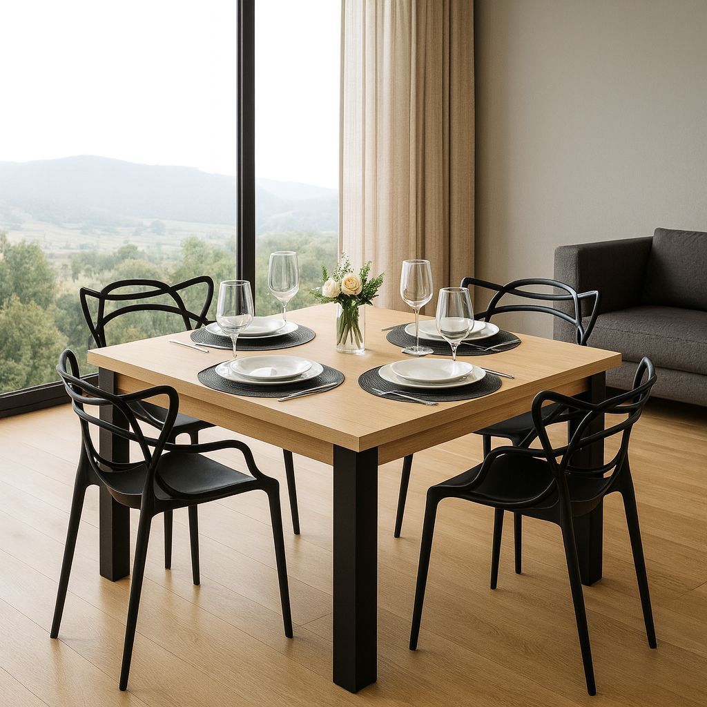 QUEIMA DE ESTOQUE Kit Mesa de Jantar para 4 Pessoas 90x90 com 4 ...