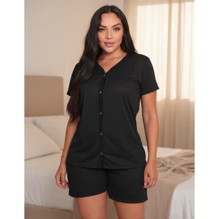 Pijama Feminino Americano  Verão Botões Cores Sortidas Promoção em Oferta na Shopee