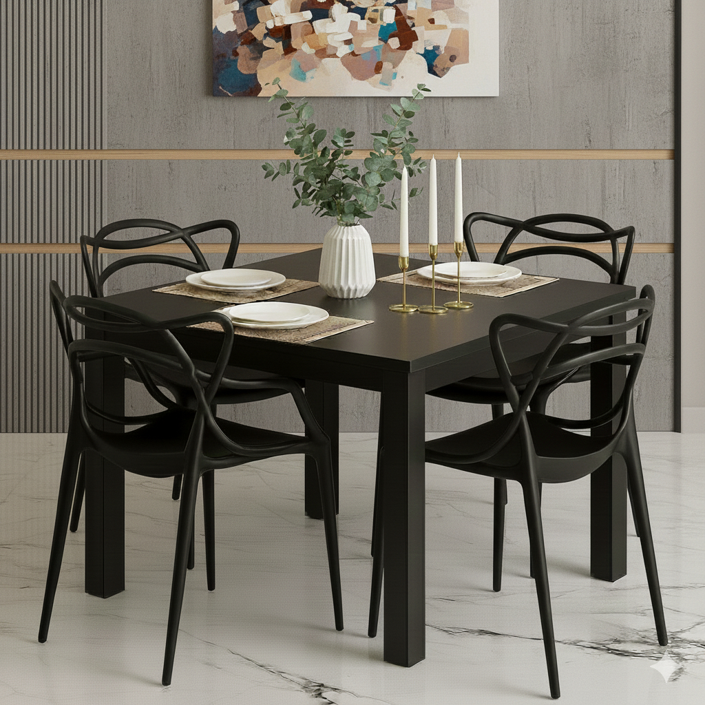 Conjunto Mesa de Jantar para 4 Pessoas com 4 Cadeiras para Cozinha ...