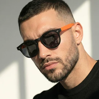 Óculos de Sol Hype Preto Redondo Hastes Laranja Premium Retrô Oldstyle Praia uv400 Unissex em Oferta na Shopee