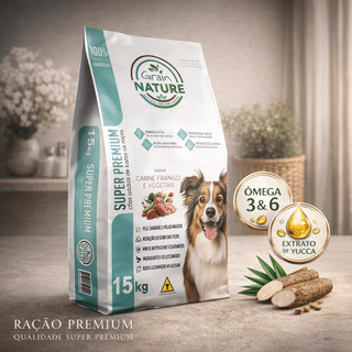 Ração Premium Grain Nature 15kg – Com Ômega 3 e 6 e Extrato de Yucca