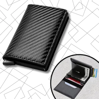 Carteira com Bloqueio Rfid Porta Cartão Slim Masculina Antifurto Pop Up