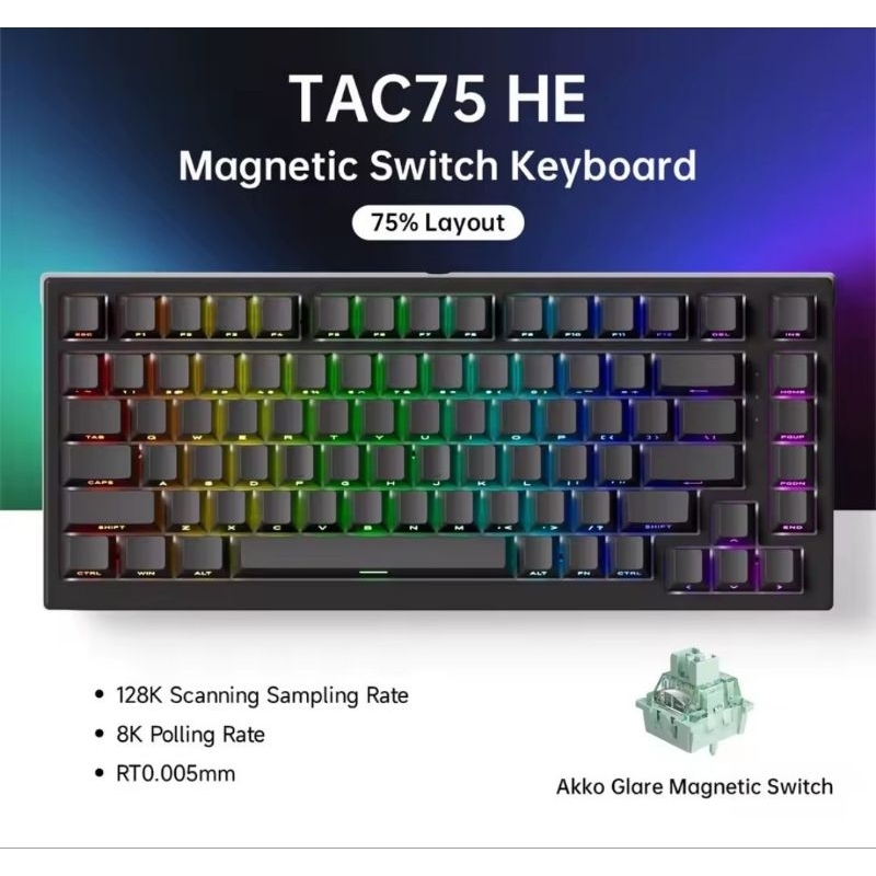 Teclado magnético Akko tac 75 | 87 He 8000hz 0.01ms