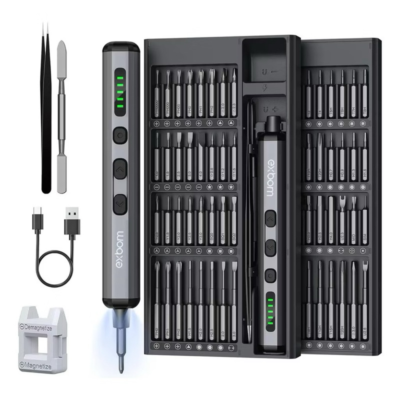 Kit Chave de Fenda Elétrica de Precisão USB Recarregável com Pontas Magnéticas – Manutenção Eletrônicos
