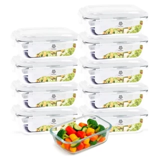 Conjunto 10 ou 5 Potes 640ml Vidro Hermético 4 Travas Marmita Fitness Organizadoras para geladeira em Oferta na Shopee