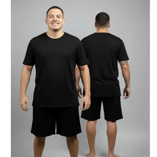 Pijama Masculino de Calor Curto em Malha Premium Plus Size Do p ao G4 em Oferta na Shopee