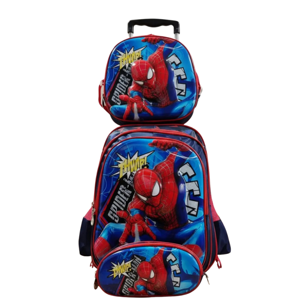 Kit Mochila De Rodinha Homem Aranha 3D Alto Relevo Escolar Estojo e ...