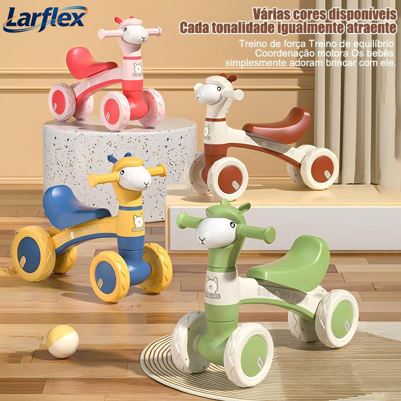 Bicicleta de Equilíbrio Bebê 1-2 Anos – 4 Rodas Sem Pedal, Assento ...