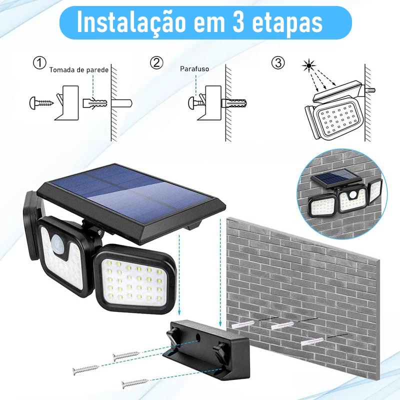 instalação do refletor em uma parede