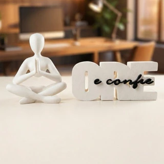 Estátua Oração Decorativa Minimalista 3D Frase ORE CONFIE - Decoração Mesa Altar Escritório