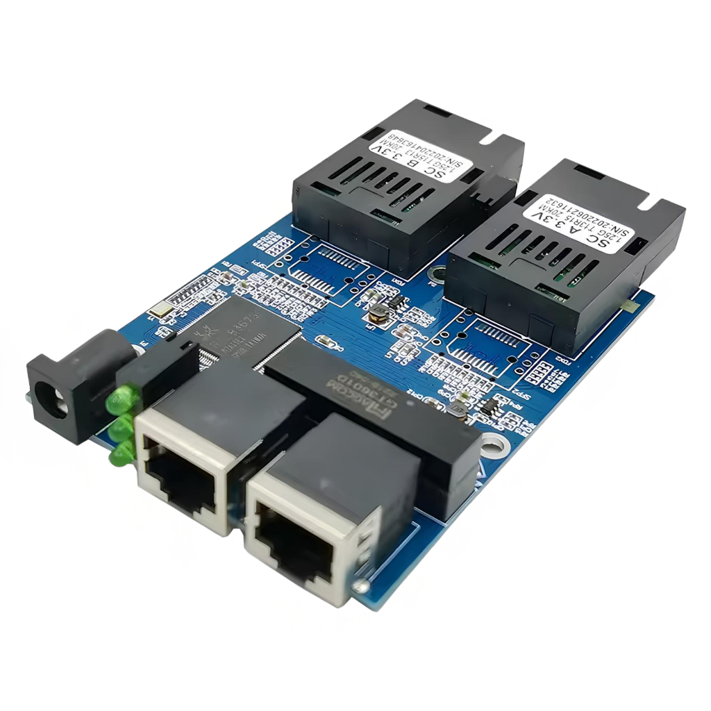 Switch Placa Metro Gigabit Conversor de Midia Fibra 2 Portas RJ45 /1000 ...