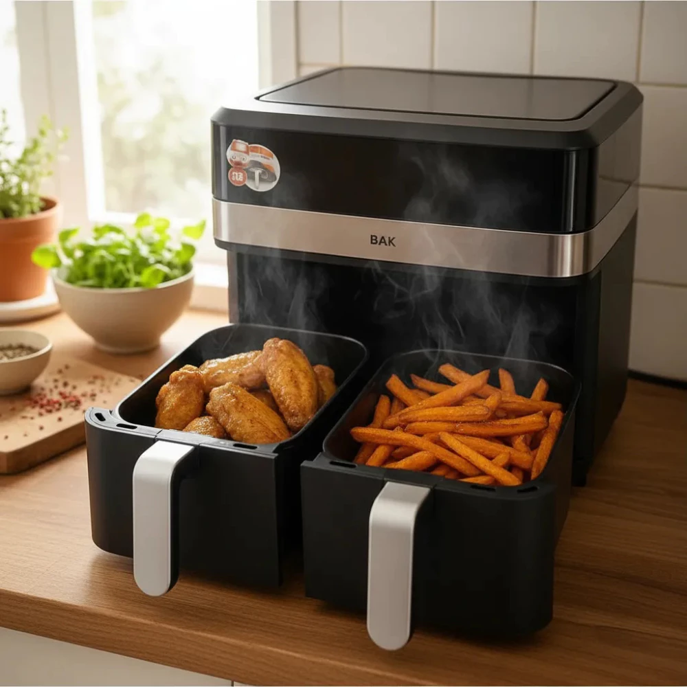 Ari Fryer Visor Digital Gaveta Dupla Fritadeira Elétrica Grande 9.5l Sem Óleo 110v 220v Promoção