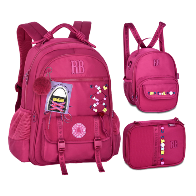 kit Rebecca Bonbon 2026 estojo, lancheira e mochila coleção flower