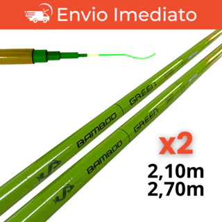 Kit 2 Vara de Pescar Telescópica Lisa Bamboo Strong Green - 2,10m e 2,70 - Jaú Pesca em Oferta na Shopee