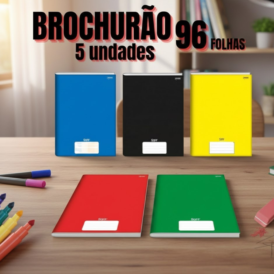 Caderno Brochura 96 Folhas Capa Dura Grande 96 Folhas 1 Matéria 200mm x ...