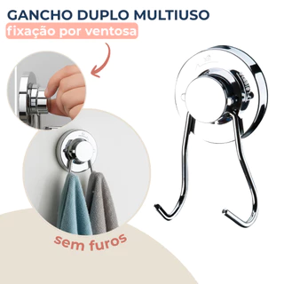 Cabide Gancho Duplo Porta Toalha Suporte Fixação Ventosa Sem Furo em Oferta na Shopee