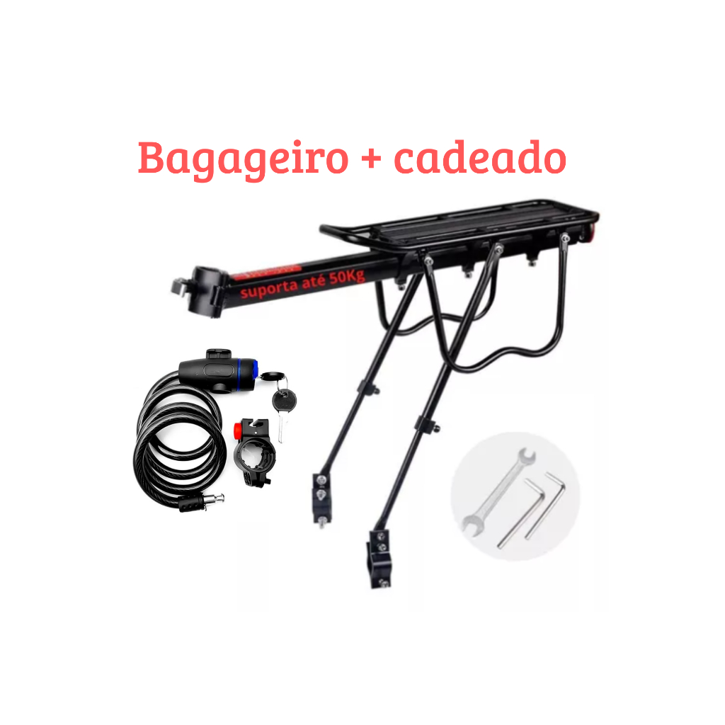 Bagageiro Traseiro Para Bicicleta Aro 26, 27.5, 29 Disco Vbrake Universal
