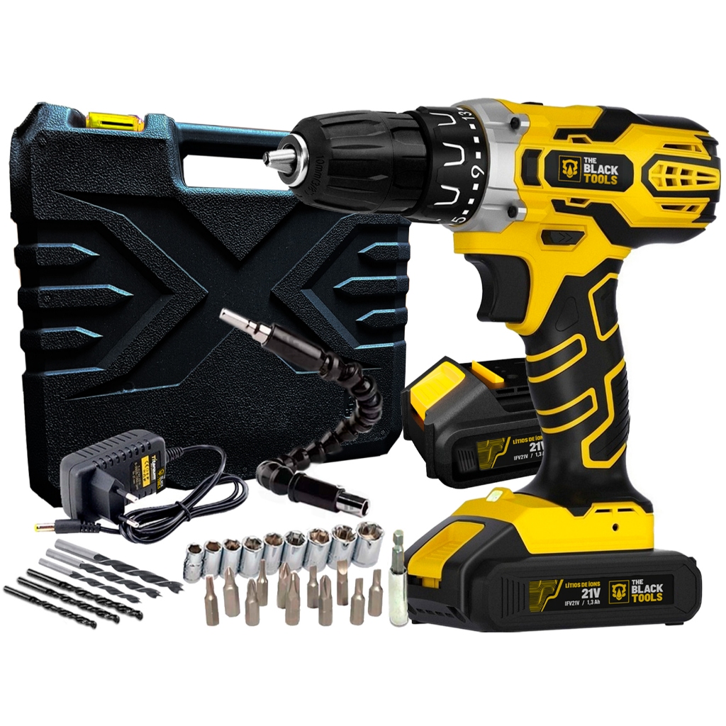 Furadeira Parafusadeira De Impacto Profissional Sem Fio 21V Bivolt Com ...