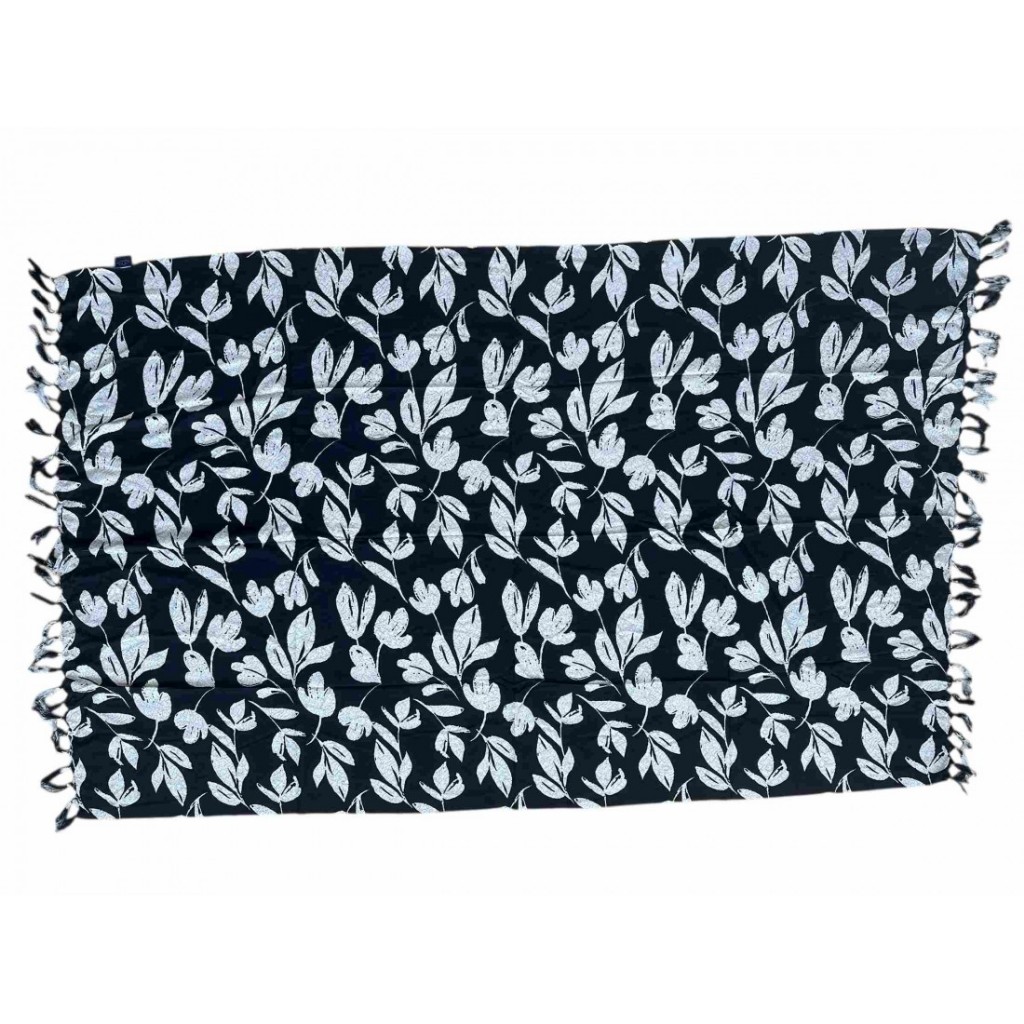 Canga de Praia Folhagens Preta Elegante Lançamento Verão 2026 Saída de Praia Pareô 1,10 x 1,80 m | Shopee Brasil