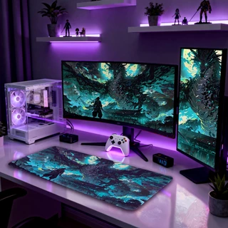 Mouse Pad Gamer Vários Tamanhos Tema Samuray e Samuray e Dragão Cores Vivas