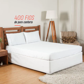 Lençol Percal MicroPercal 400 Fios Com Elastico kit 03 Peças Ponto Palito Solteiro Casal Padrão Queen King