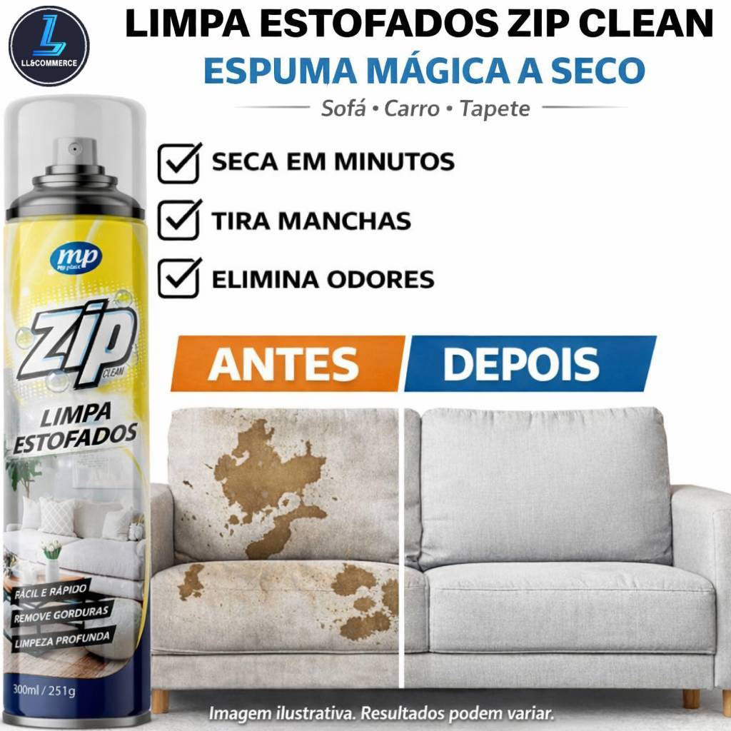 KIT Zip Clean 300ml Limpa Estofados a Seco | Espuma Mágica | Tira ...