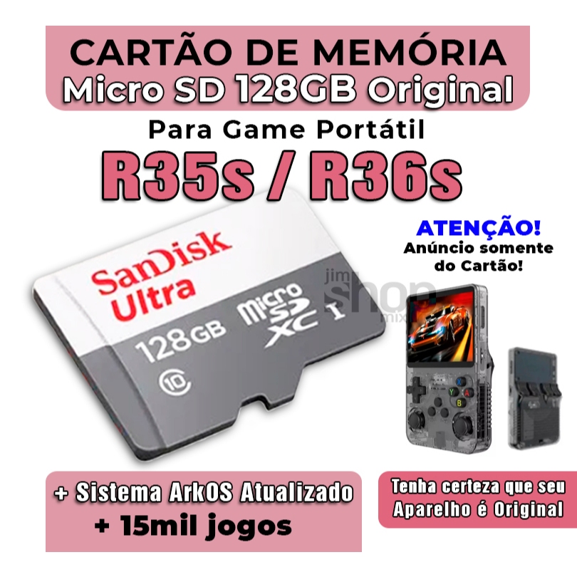 Cartão de Memória Para R35s/R36s +Sistema ArkOS Atualizado +15mil jogos ...