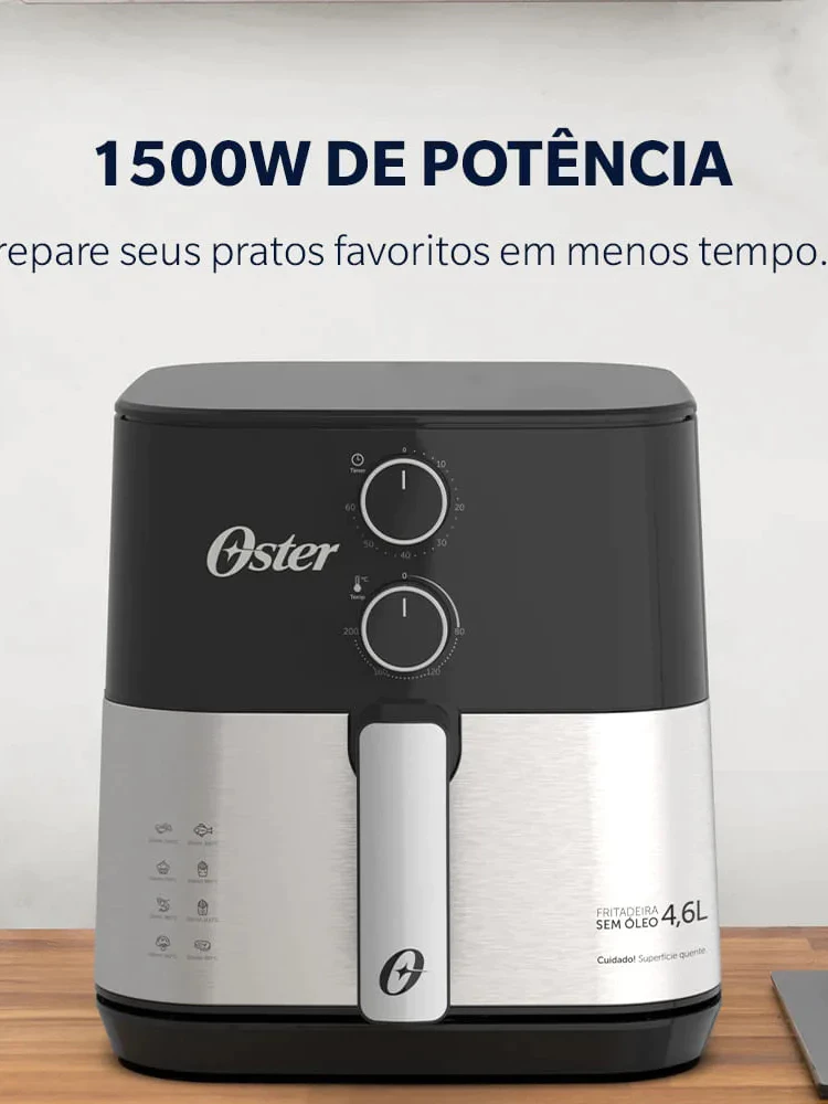 Fritadeira Elétrica Oster Air Fryer Inox Compact 4 6L Sem Óleo