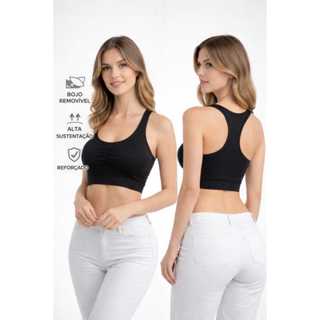 Top Fitness Feminino Com Bojo Removível Nadador Academia