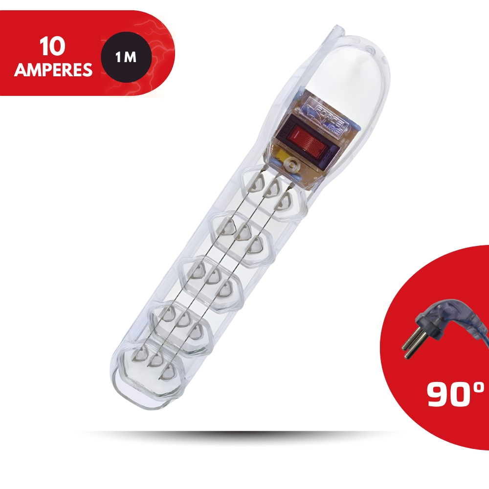 Filtro de Linha 5 Tomadas Dps 1 metro Transparente Plug 90 Graus 10A ...