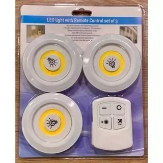Kit Luminárias Com 3 Lâmpadas Led Sem Fio Ideal para Armários 1 Controle Cor Branco Frio e Quente