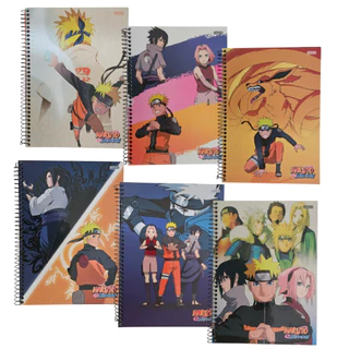 Caderno Escolar Universitário 1 Matéria 80Folhas Naruto Shippuden com adesivos