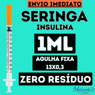 Seringa 1ml c/ Agulha Fixa 13x0,3 - 100UI ag. 0,30mmx13mm (30Gx1/2) Insulina - Descartável - Sol M em Oferta na Shopee