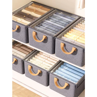 Caixa de Armazenamento de Roupas Dobrável – Impermeável, Cinza, com Tampa Transparente em Oferta na Shopee