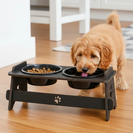 Comedouro Pet Elevado Com Tigela e Tampa Para Gato Cachorro Mdf Grosso Resistente