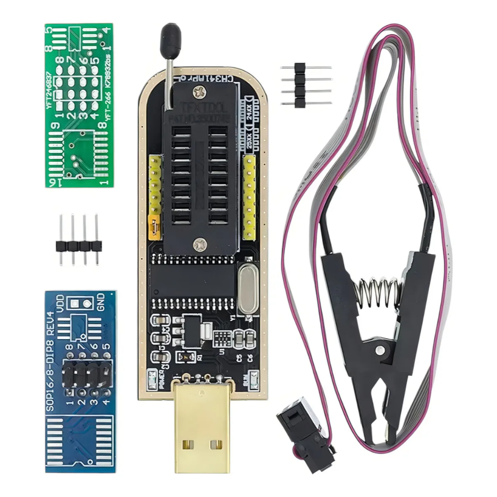 Kit Programador Gravador Bios Eprom Usb CH341A + Pinça Jacaré | Shopee ...