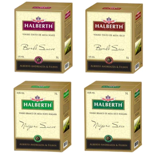 Vinho Halberth BAG IN BOX 5 litros Tinto Branco de Mesa Suave Seco