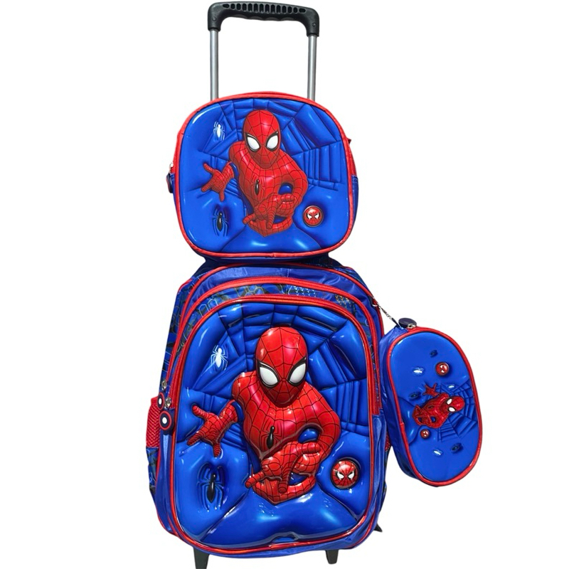 Mochila Escolar de Rodinha Homem Aranha + Lancheira Térmica + Estojo 3D ...