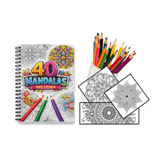 Caderno de Colorir 40 Mandalas Adulto | Folhas Antiestresse | Relaxamento, Ansiedade, Arte e Terapia em Oferta na Shopee
