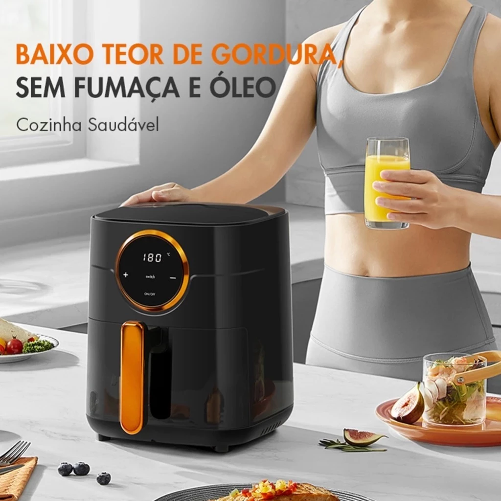 Gaabor Air Fryer Fritadeira Elétrica sem Óleo 4L Touch Preta com Tecnologia Cyclone Air