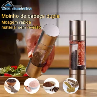 Moedor de Sal e Pimenta 2 em 1 Moinhos de Pimenta de Sal de Aço Inoxidável Manual com Cerâmica Ajustável