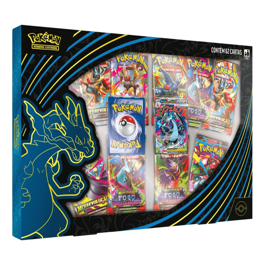 Copag Box Pokémon Mega Charizard X Ex Português, Contém 62 Cartas