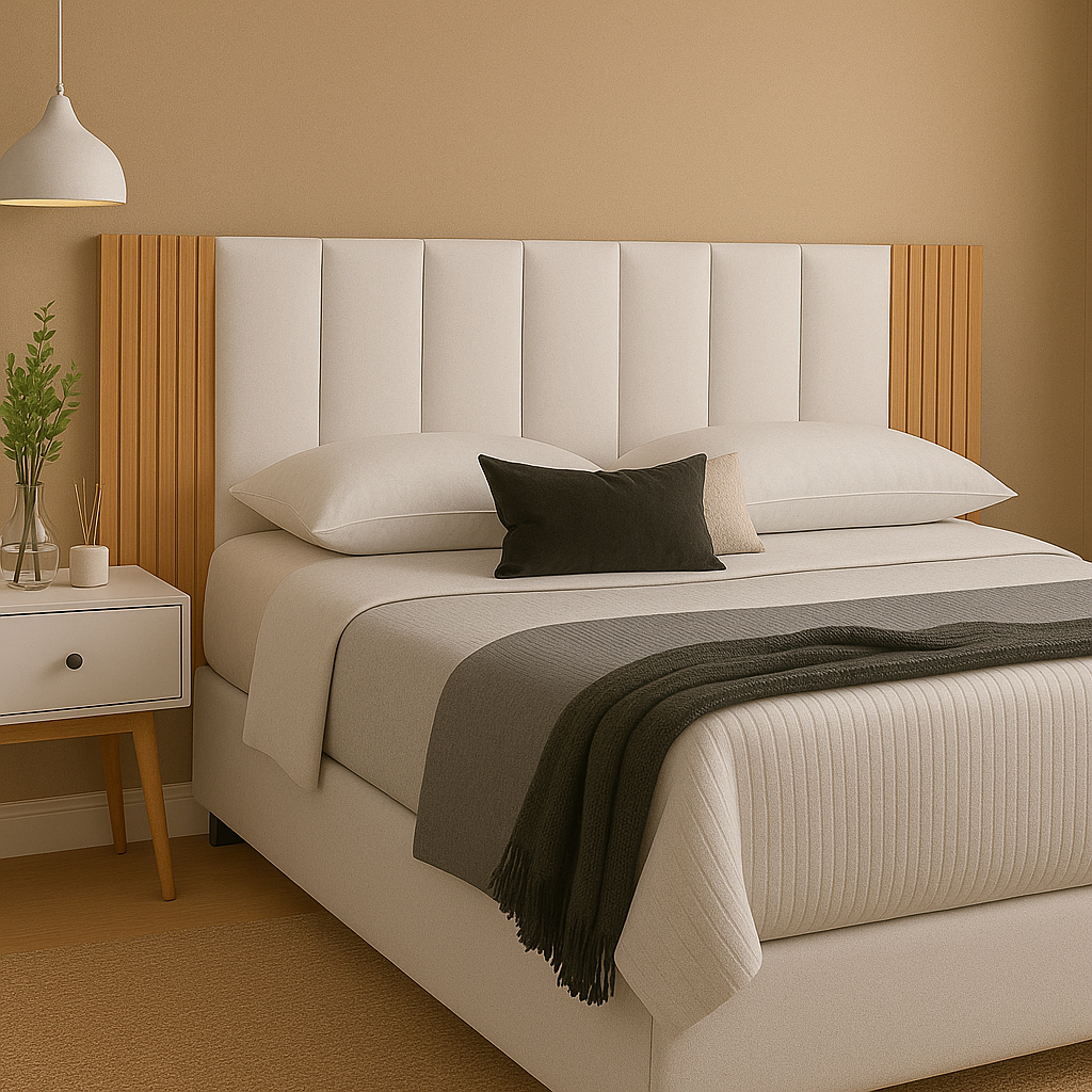 Kit Completo Até 13 Peças Cabeceira Modular + Painel Ripado MDF Para ...
