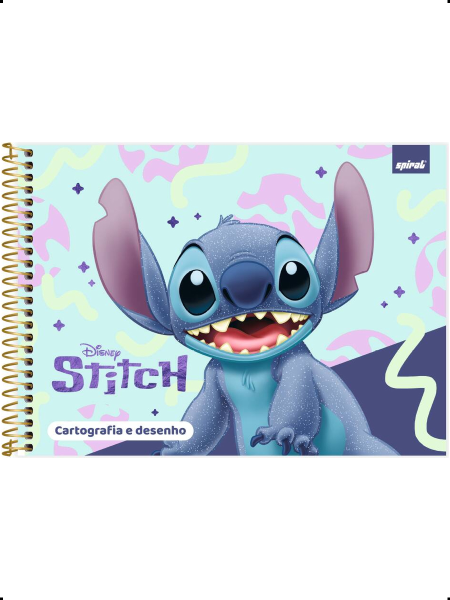 Caderno Cartografia e Desenho Stitch Capa Dura 48 Folhas Lilo Disney ...