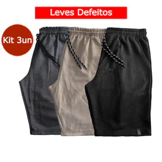 Kit 3 Bermudas Moletom Masculinas Leves Defeitos Segunda P M G GG Cores Sortidas