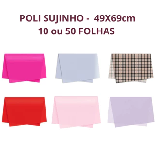 Papel Celofane Sujinho Poli - 50 FOLHAS - 49X69cm - Embalagens de flores e presentes