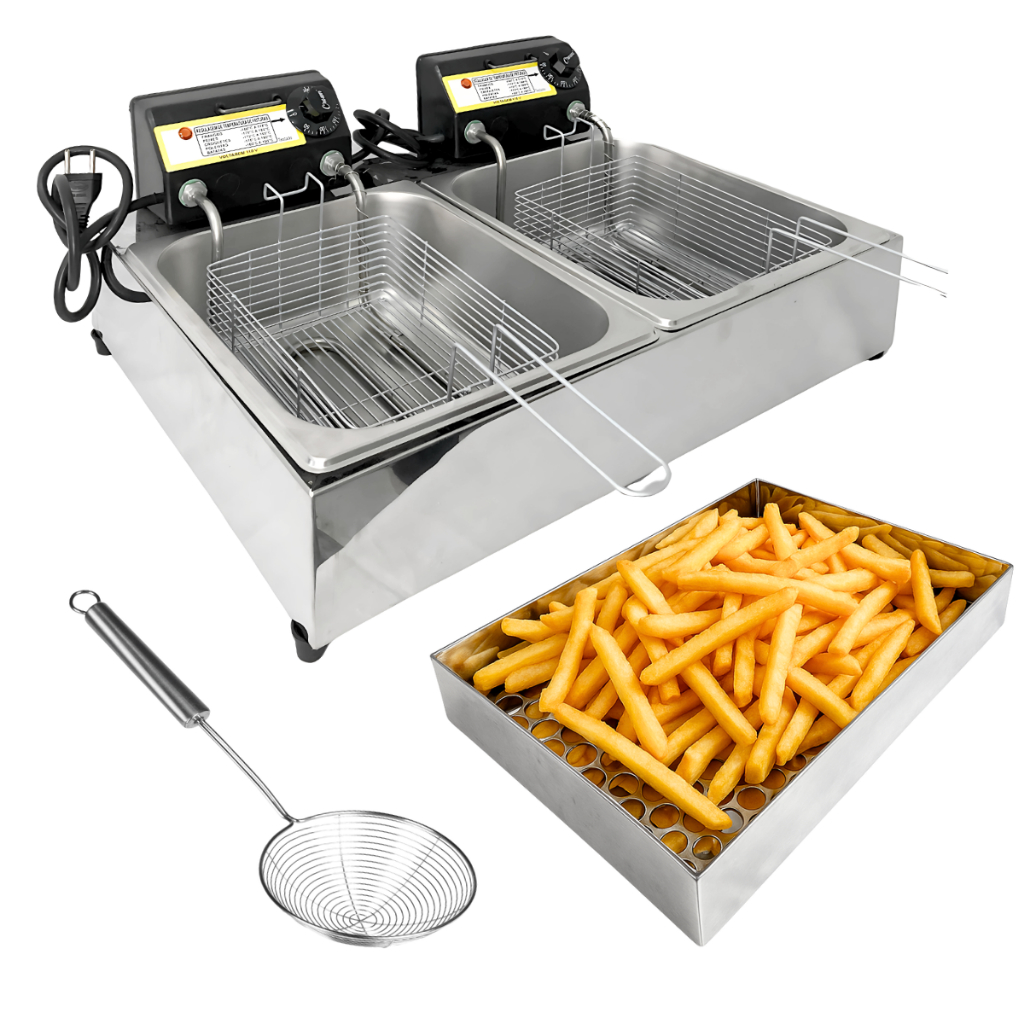 Fritadeira Eletrica a Óleo Cuba 10 Litros Inox + Escorredor 